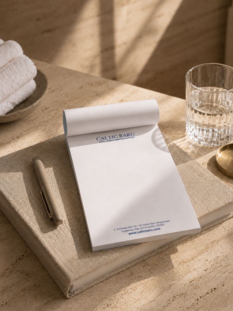 Branded hotel notepad and pen
